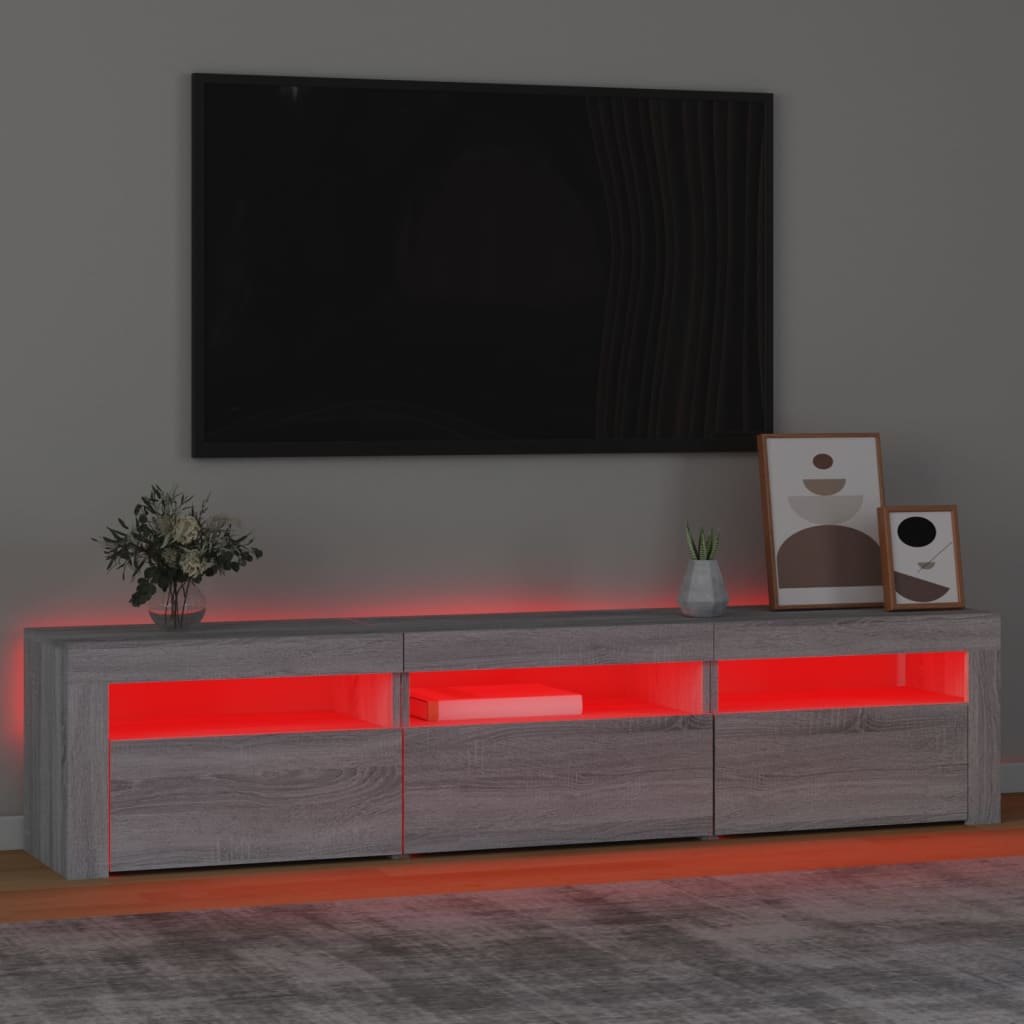 Tv-Meubel Met Led-Verlichting Eiken 180 x 35 x 40 cm Grijs sonoma