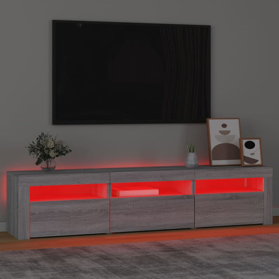 Tv-Meubel Met Led-Verlichting Eiken 180 x 35 x 40 cm Grijs sonoma