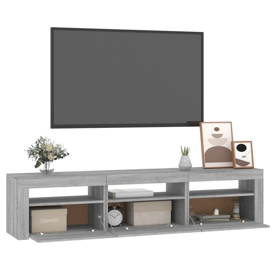 Tv-Meubel Met Led-Verlichting Eiken 180 x 35 x 40 cm Grijs sonoma