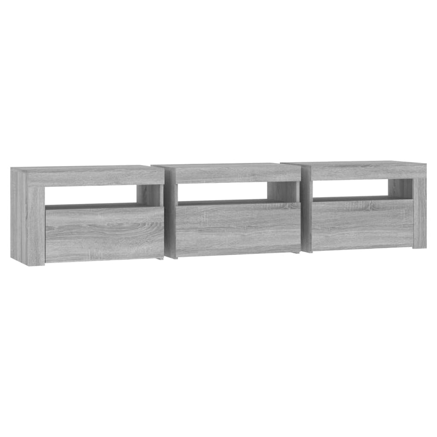 Tv-Meubel Met Led-Verlichting Eiken 180 x 35 x 40 cm Grijs sonoma