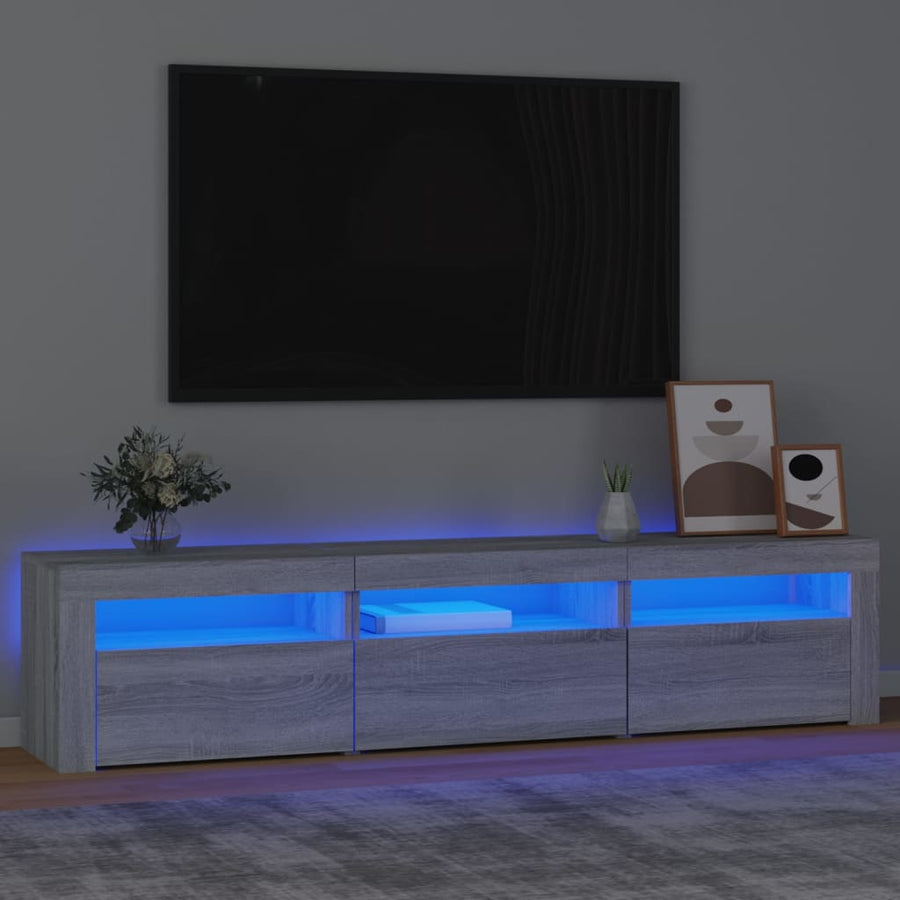Tv-Meubel Met Led-Verlichting Eiken 180 x 35 x 40 cm Grijs sonoma