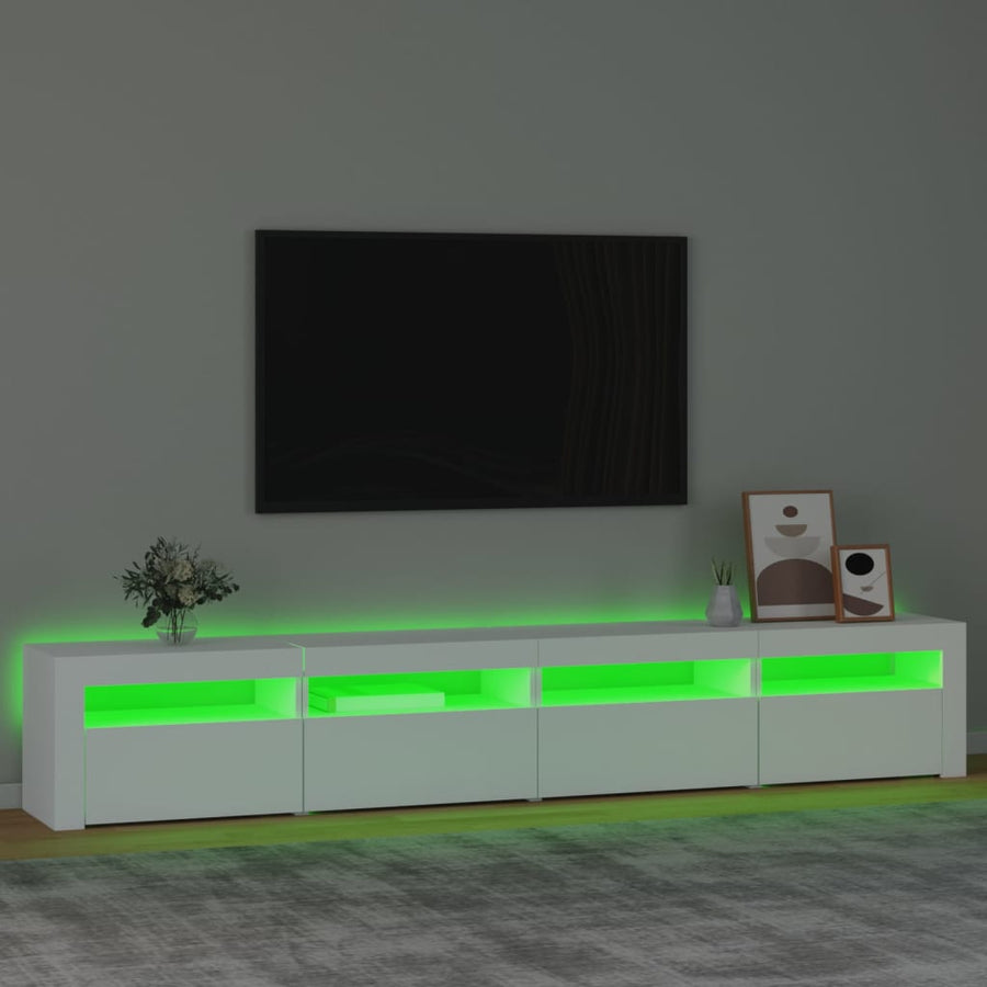 Tv-Meubel Met Led-Verlichting 240 x 35 x 40 cm Wit