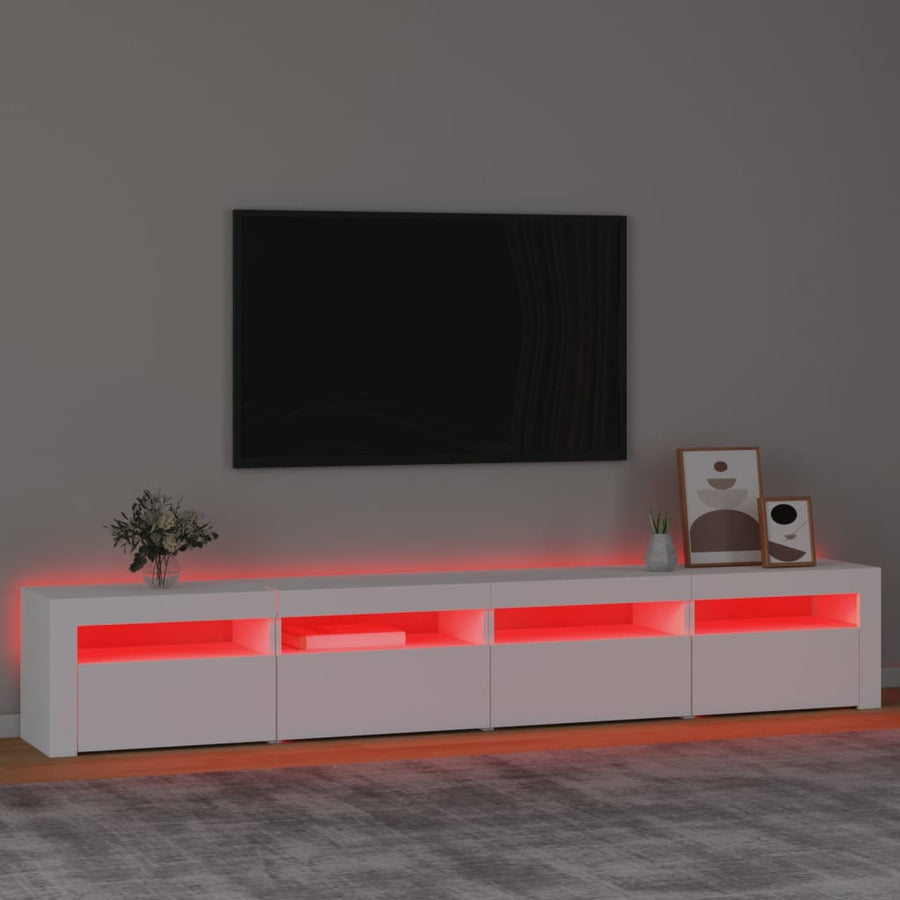 Tv-Meubel Met Led-Verlichting 240 x 35 x 40 cm Wit