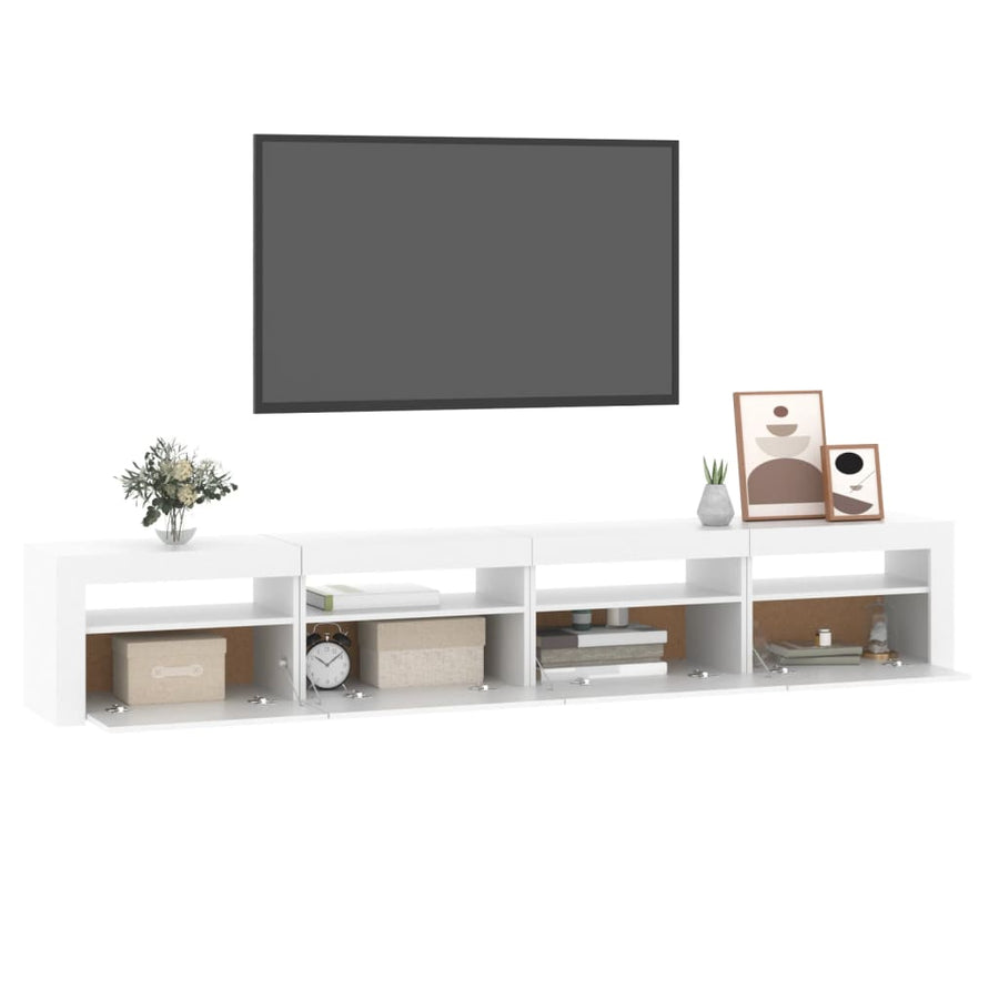 Tv-Meubel Met Led-Verlichting 240 x 35 x 40 cm Wit