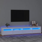 TV cabinet with LED lighting 240x35x40 cm white