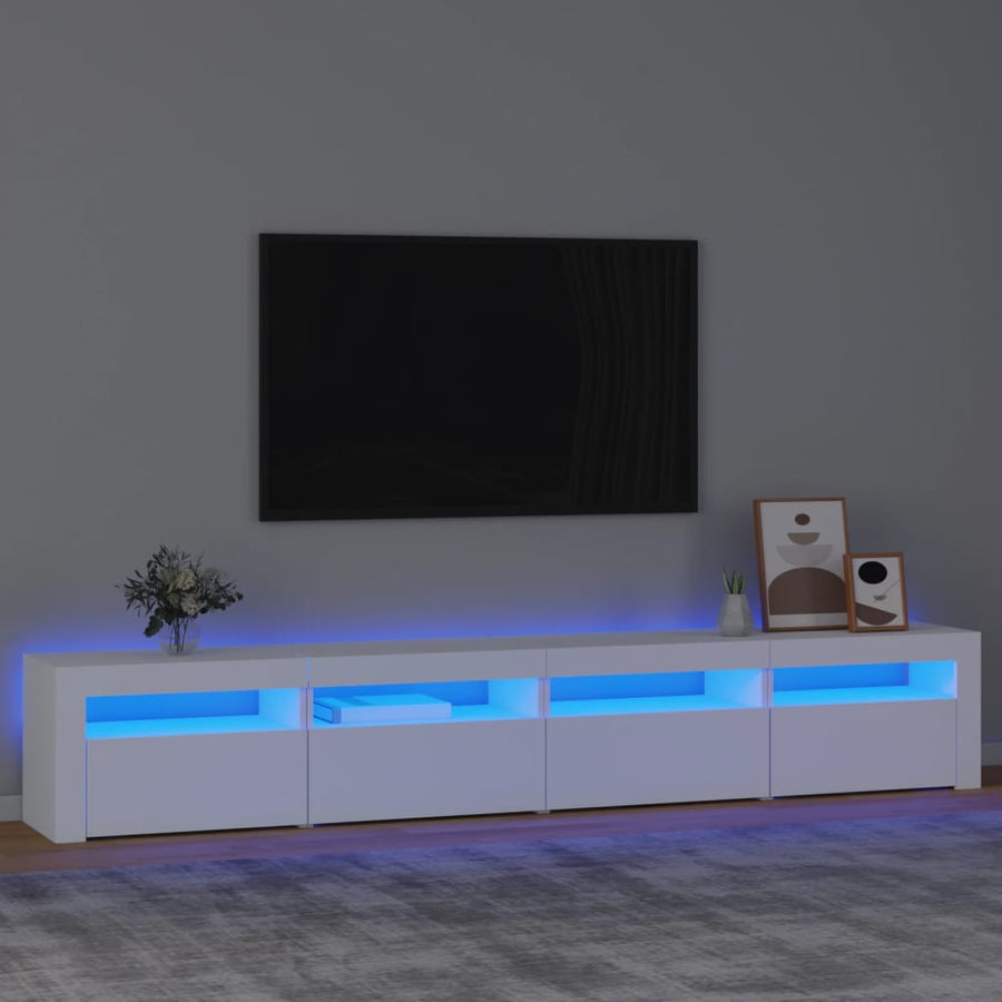 Tv-Meubel Met Led-Verlichting 240 x 35 x 40 cm Wit