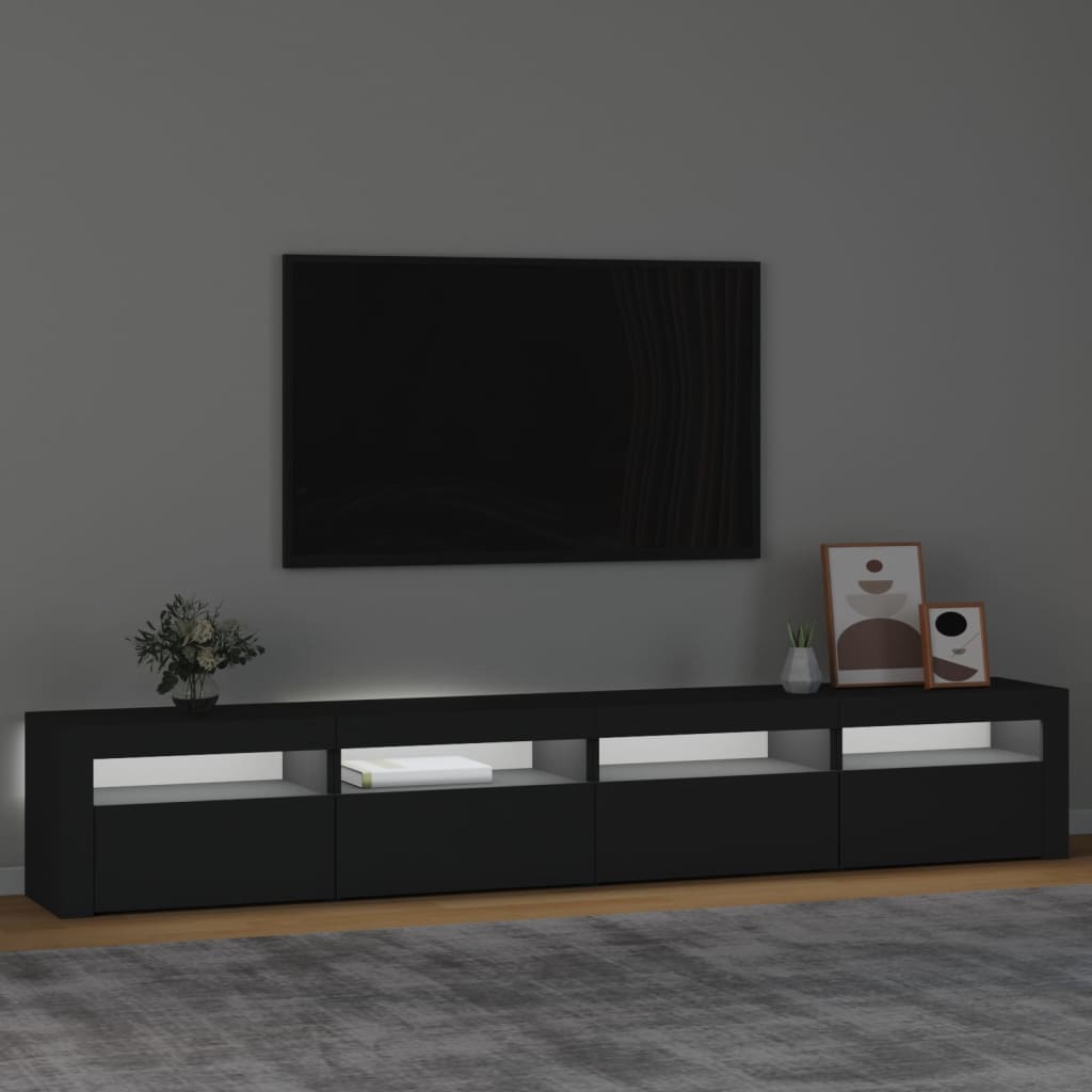 Tv-Meubel Met Led-Verlichting 240X35X40 Cm Zwart 240 x 35 x 40 cm