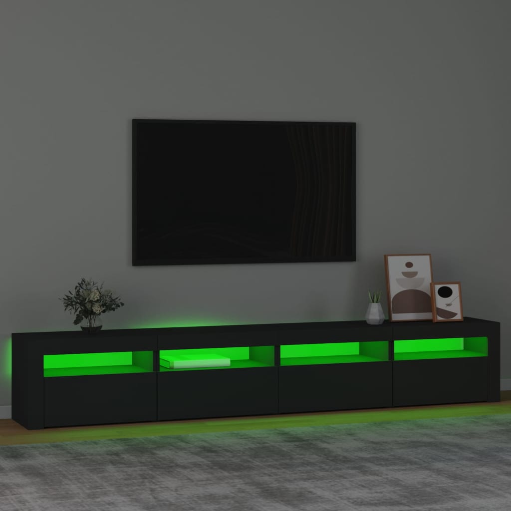Tv-Meubel Met Led-Verlichting 240X35X40 Cm Zwart 240 x 35 x 40 cm