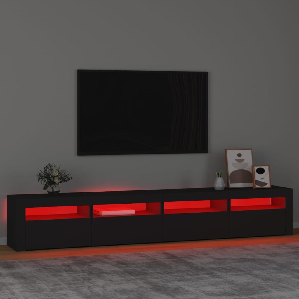 Tv-Meubel Met Led-Verlichting 240X35X40 Cm Zwart 240 x 35 x 40 cm