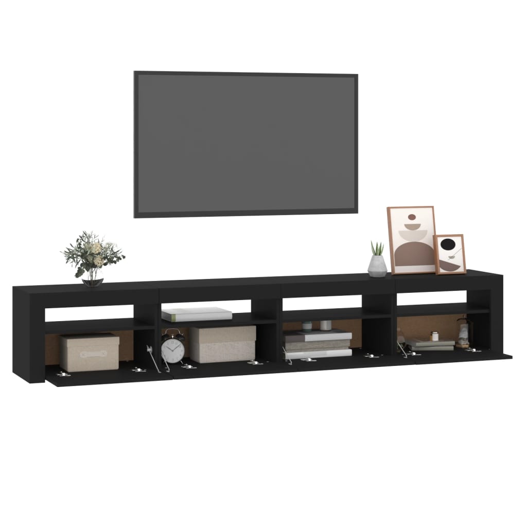 Tv-Meubel Met Led-Verlichting 240X35X40 Cm Zwart 240 x 35 x 40 cm