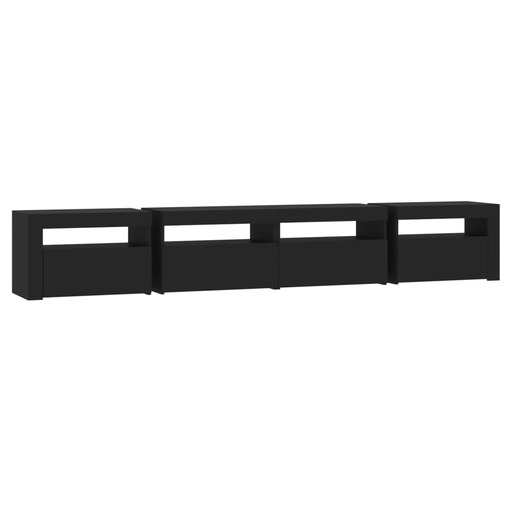 Tv-Meubel Met Led-Verlichting 240X35X40 Cm Zwart 240 x 35 x 40 cm