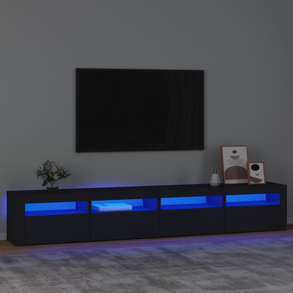 Tv-Meubel Met Led-Verlichting 240X35X40 Cm Zwart 240 x 35 x 40 cm