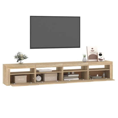 Tv-Meubel Met Led-Verlichting Kleurig 240 x 35 x 40 cm Sonoma eiken