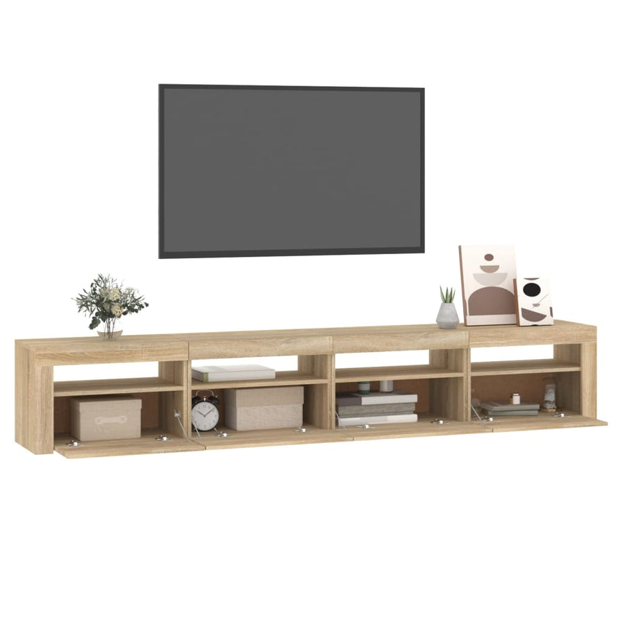 Tv-Meubel Met Led-Verlichting Kleurig 240 x 35 x 40 cm Sonoma eiken