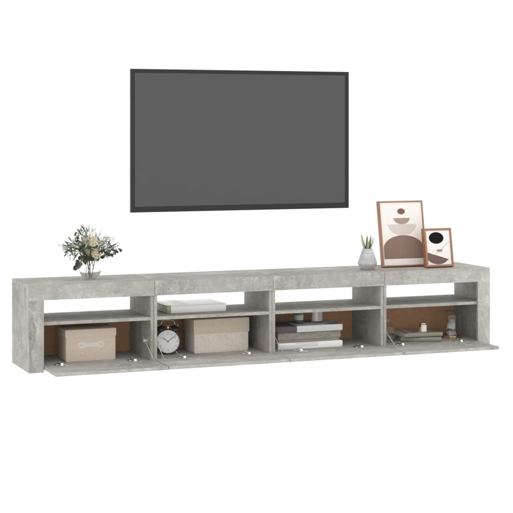 Tv-Meubel Met Led-Verlichting 240 x 35 x 40 cm Betongrijs