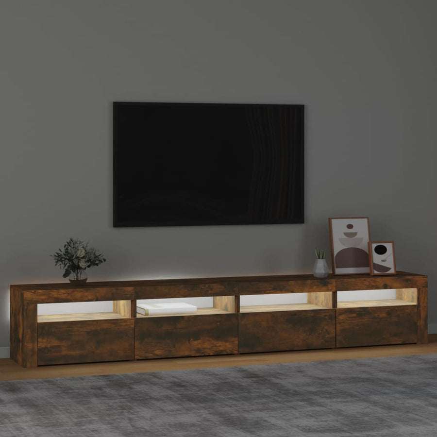 Tv-Meubel Met Led-Verlichting 240X35X40 Cm Gerookt Eikenkleurig 1 240 x 35 x 40 cm
