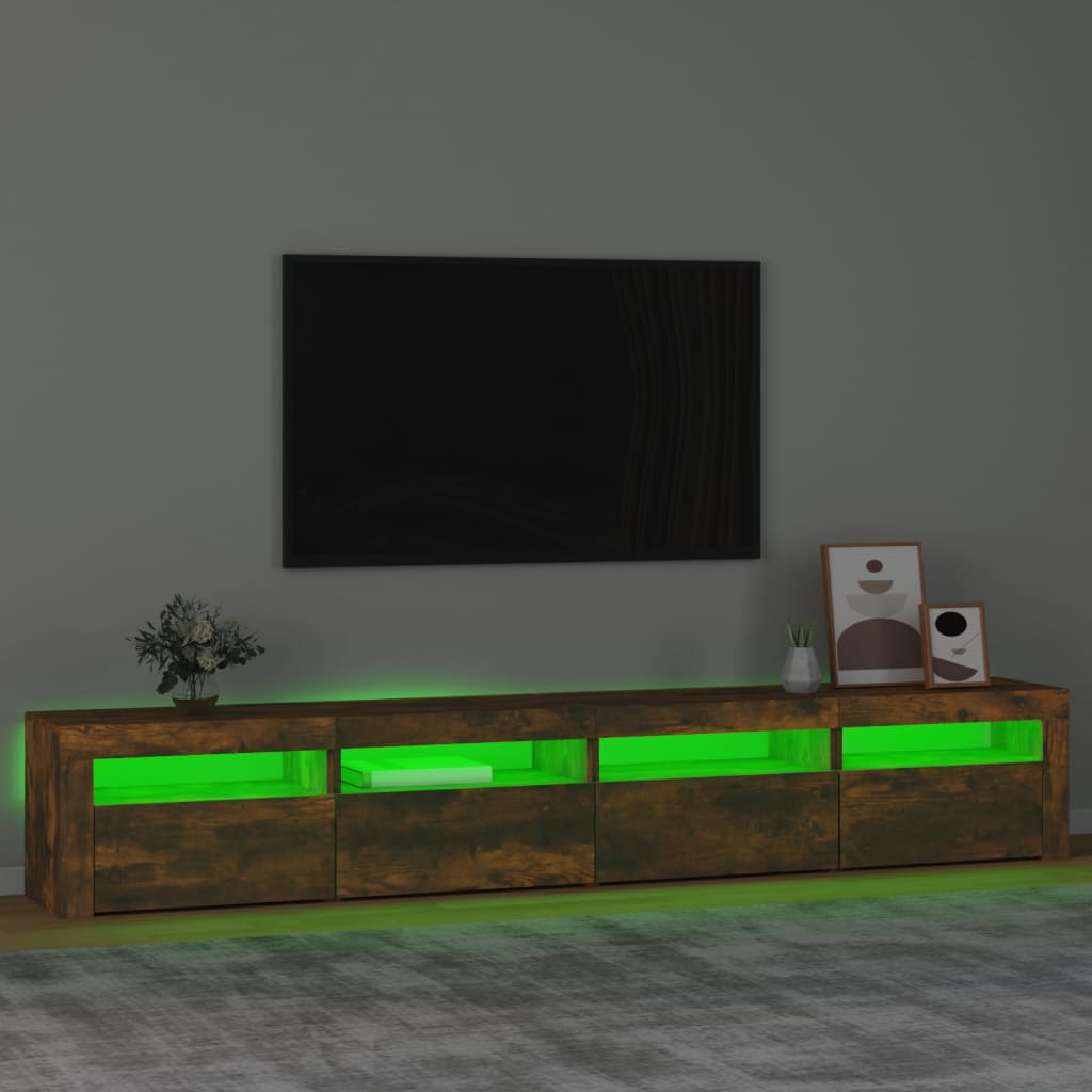 Tv-Meubel Met Led-Verlichting 240X35X40 Cm Gerookt Eikenkleurig 1 240 x 35 x 40 cm