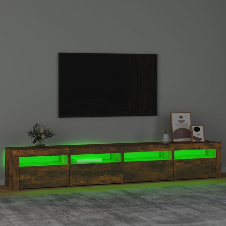 Tv-Meubel Met Led-Verlichting 240X35X40 Cm Gerookt Eikenkleurig 1 240 x 35 x 40 cm