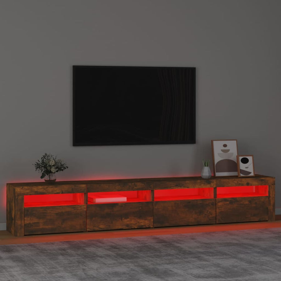 Tv-Meubel Met Led-Verlichting 240X35X40 Cm Gerookt Eikenkleurig 1 240 x 35 x 40 cm