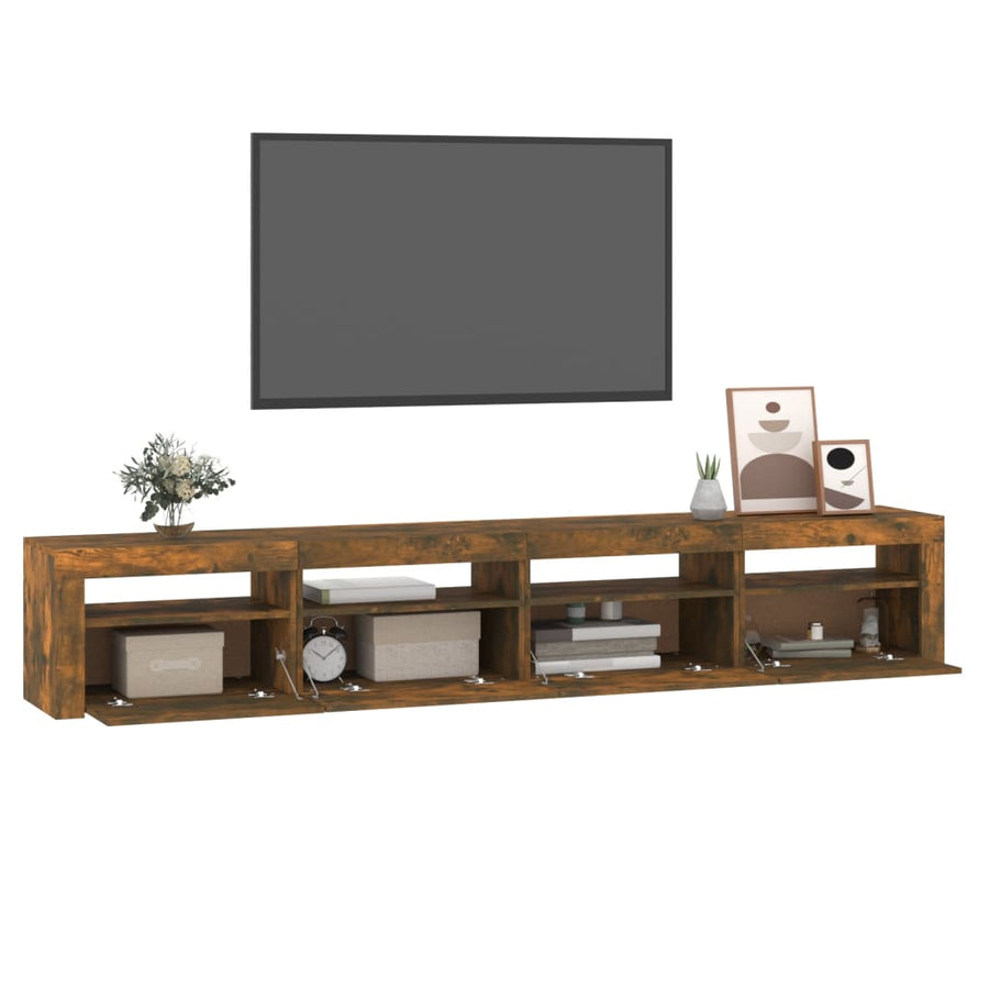 Tv-Meubel Met Led-Verlichting 240X35X40 Cm Gerookt Eikenkleurig 1 240 x 35 x 40 cm