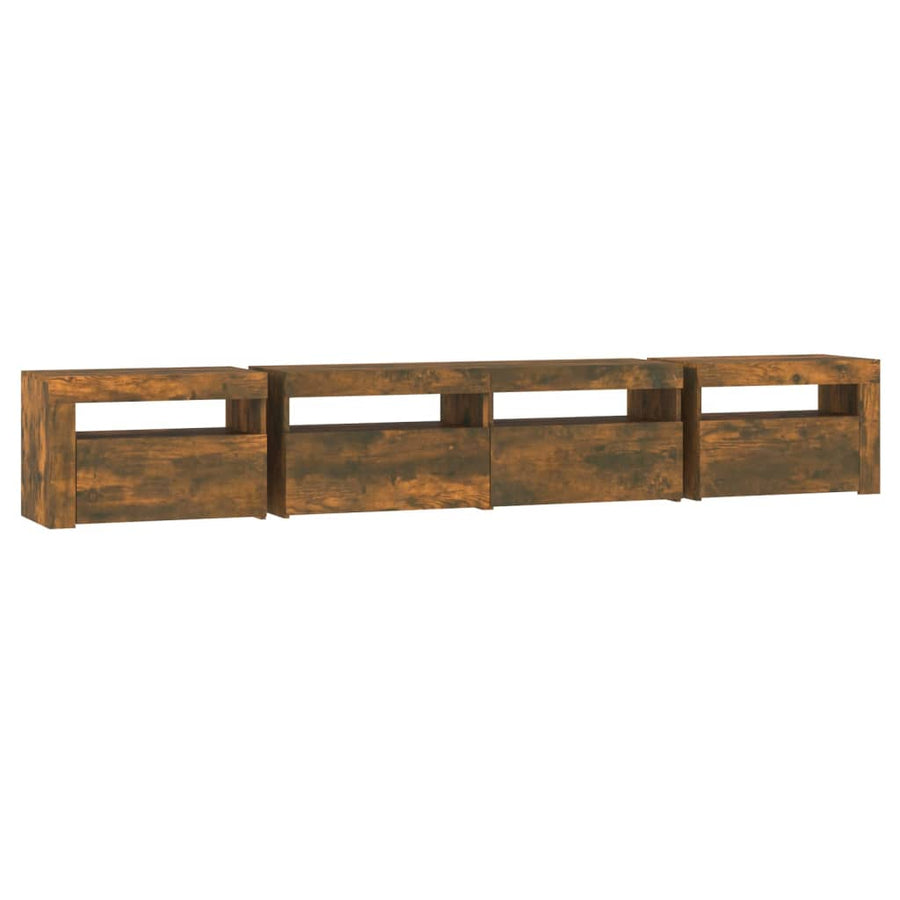 Tv-Meubel Met Led-Verlichting 240X35X40 Cm Gerookt Eikenkleurig 1 240 x 35 x 40 cm