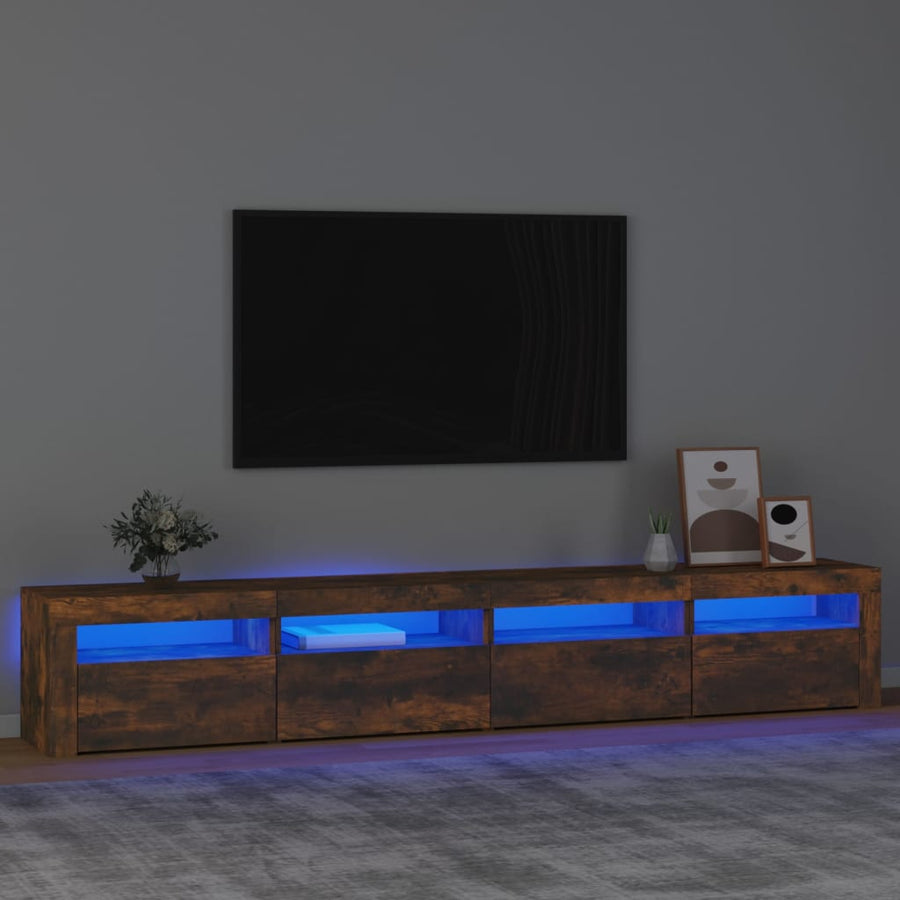 Tv-Meubel Met Led-Verlichting 240X35X40 Cm Gerookt Eikenkleurig 1 240 x 35 x 40 cm