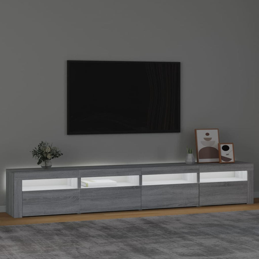 Tv-Meubel Met Led-Verlichting Eiken 240 x 35 x 40 cm Grijs sonoma