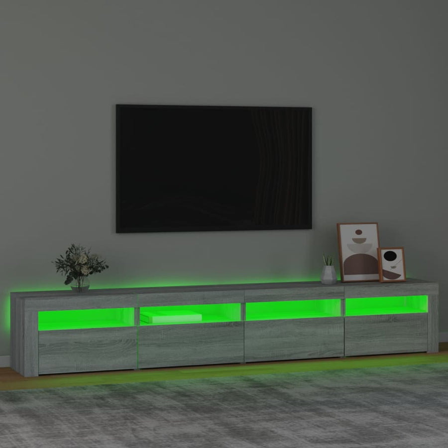 Tv-Meubel Met Led-Verlichting Eiken 240 x 35 x 40 cm Grijs sonoma