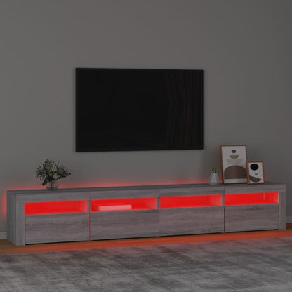 Tv-Meubel Met Led-Verlichting Eiken 240 x 35 x 40 cm Grijs sonoma