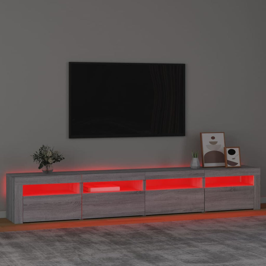 Tv-Meubel Met Led-Verlichting Eiken 240 x 35 x 40 cm Grijs sonoma