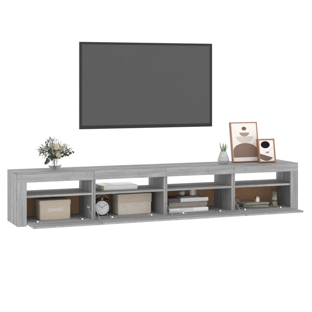 Tv-Meubel Met Led-Verlichting Eiken 240 x 35 x 40 cm Grijs sonoma