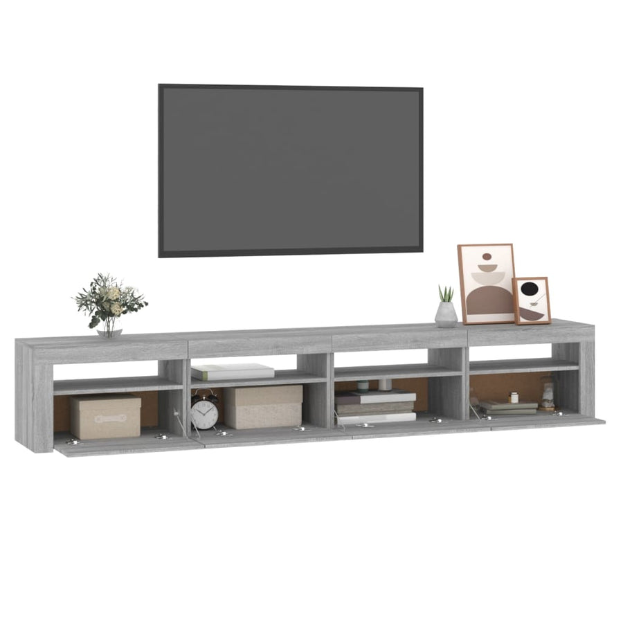 Tv-Meubel Met Led-Verlichting Eiken 240 x 35 x 40 cm Grijs sonoma