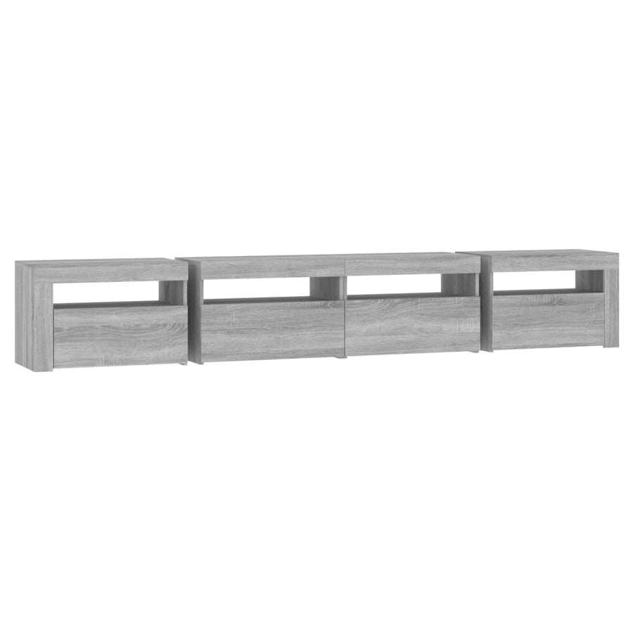 Tv-Meubel Met Led-Verlichting Eiken 240 x 35 x 40 cm Grijs sonoma