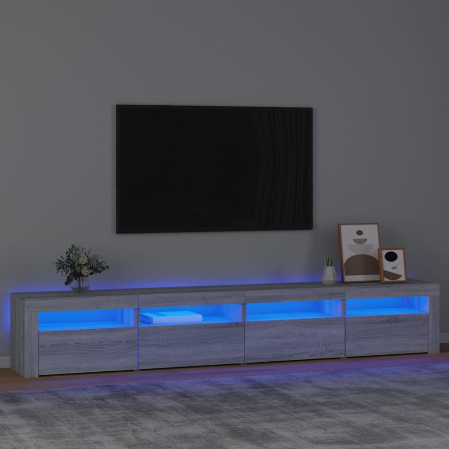 Tv-Meubel Met Led-Verlichting Eiken 240 x 35 x 40 cm Grijs sonoma