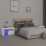 Nachtkastjes 2 stuks 70x36,5x40 cm wit met LED