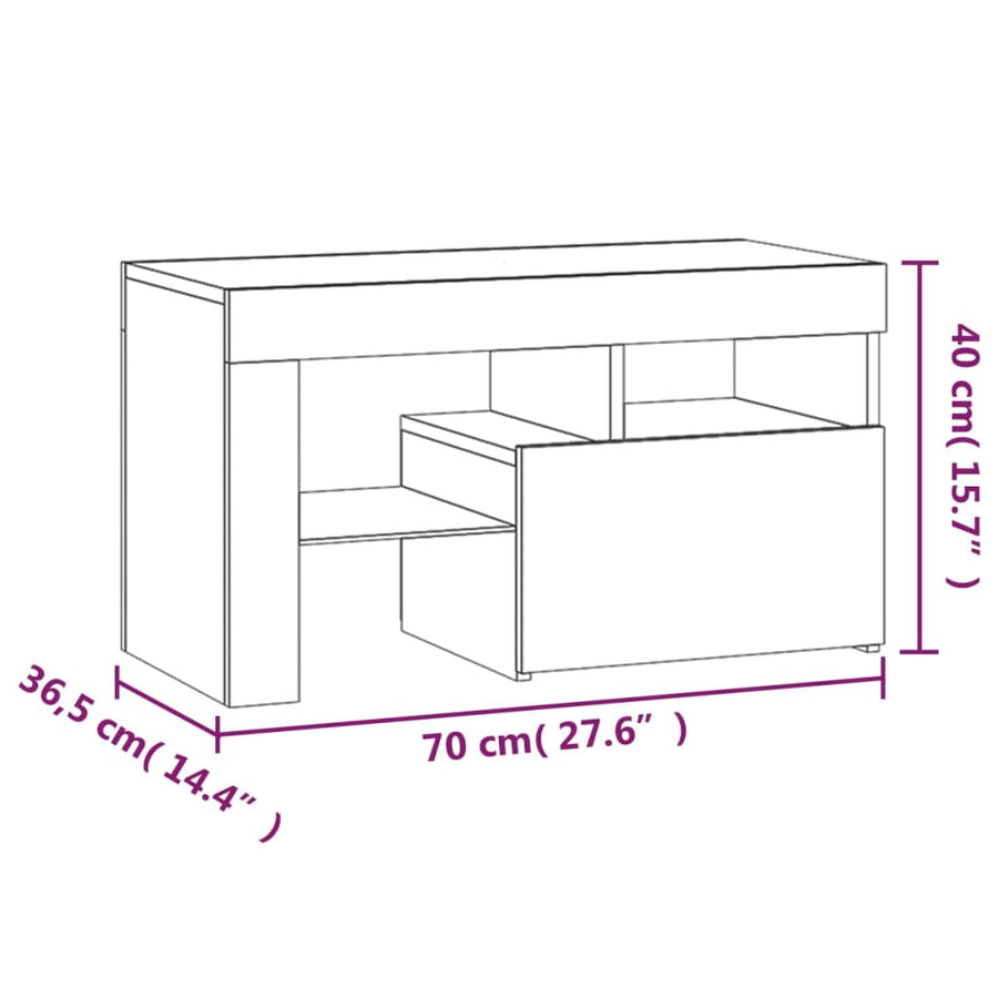 Nachtkastjes 2 St Led-Verlichting 70X36,5X40 Cm Betongrijs