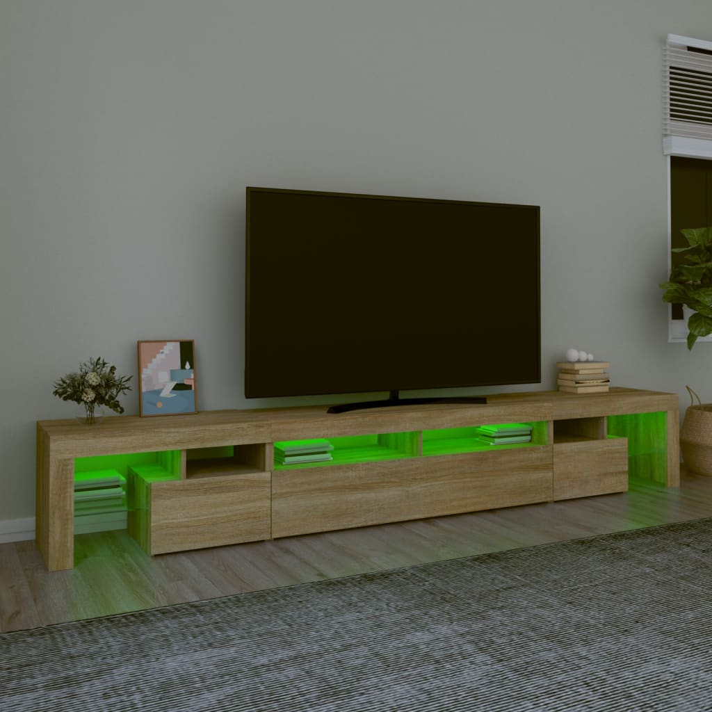 Tv-Meubel Met Led-Verlichting 260X36,5X40Cm Kleurig 260 x 36.5 x 40 cm Sonoma eiken