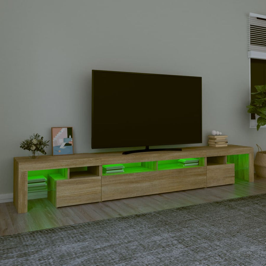 Tv-Meubel Met Led-Verlichting 260X36,5X40Cm Kleurig 260 x 36.5 x 40 cm Sonoma eiken