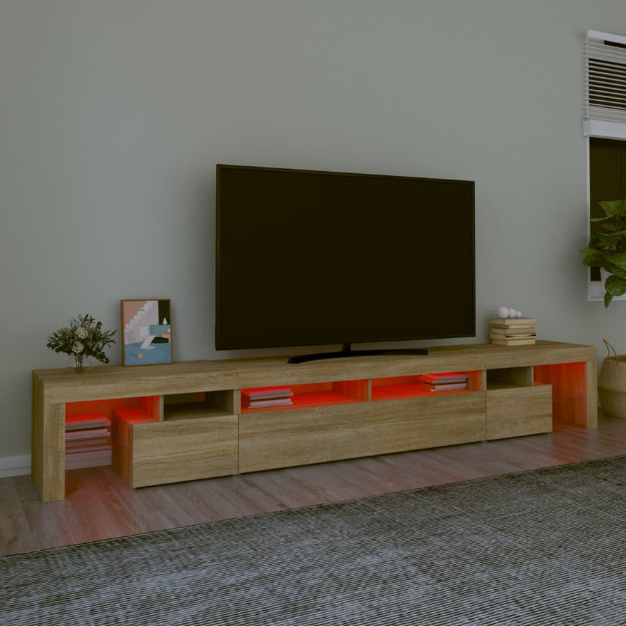 Tv-Meubel Met Led-Verlichting 260X36,5X40Cm Kleurig 260 x 36.5 x 40 cm Sonoma eiken
