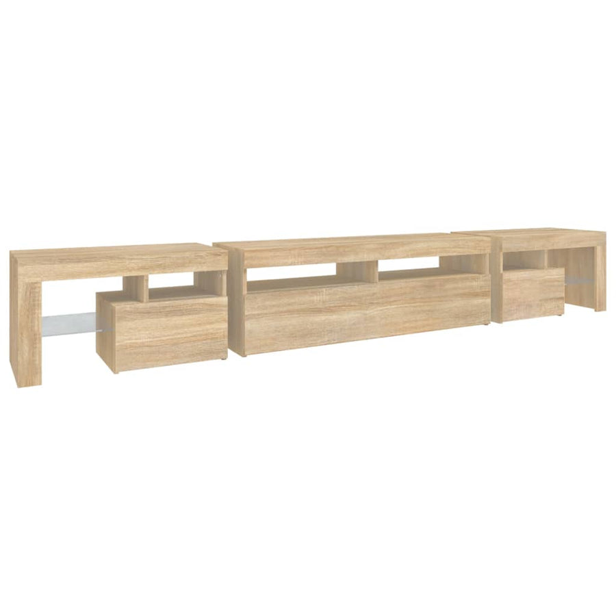 Tv-Meubel Met Led-Verlichting 260X36,5X40Cm Kleurig 260 x 36.5 x 40 cm Sonoma eiken