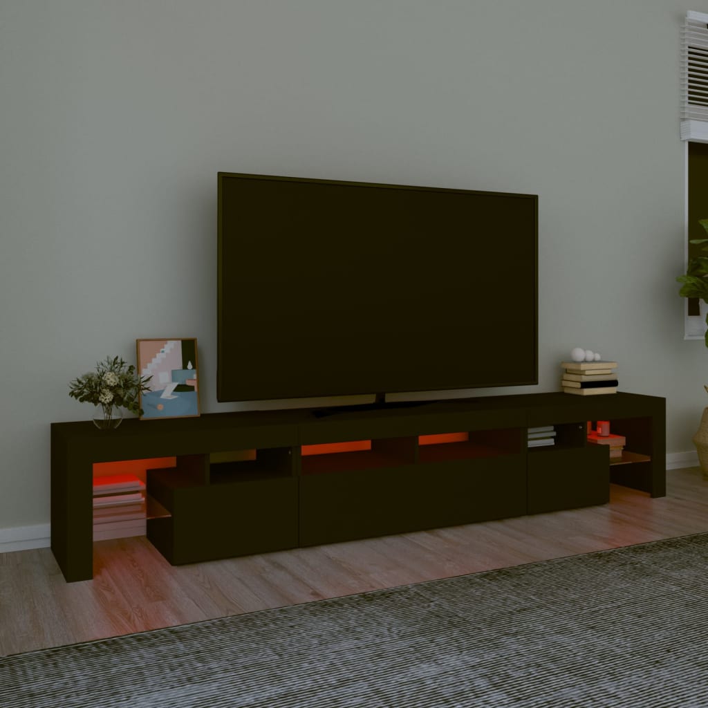 Tv-Meubel Met Led-Verlichting 230X36,5X40 Cm Zwart 1 230 x 36.5 x 40 cm