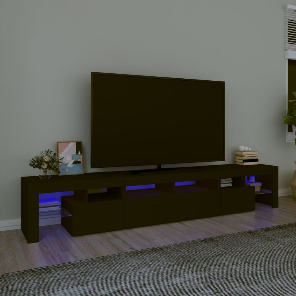 Tv-Meubel Met Led-Verlichting 230X36,5X40 Cm Zwart 1 230 x 36.5 x 40 cm