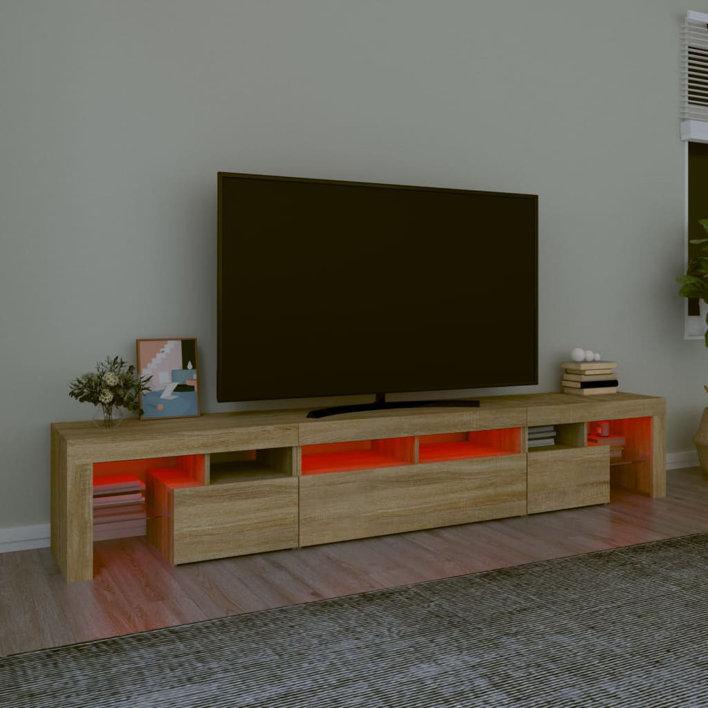 Tv-Meubel Met Led-Verlichting 230X36,5X40Cm Kleurig 230 x 36.5 x 40 cm Sonoma eiken