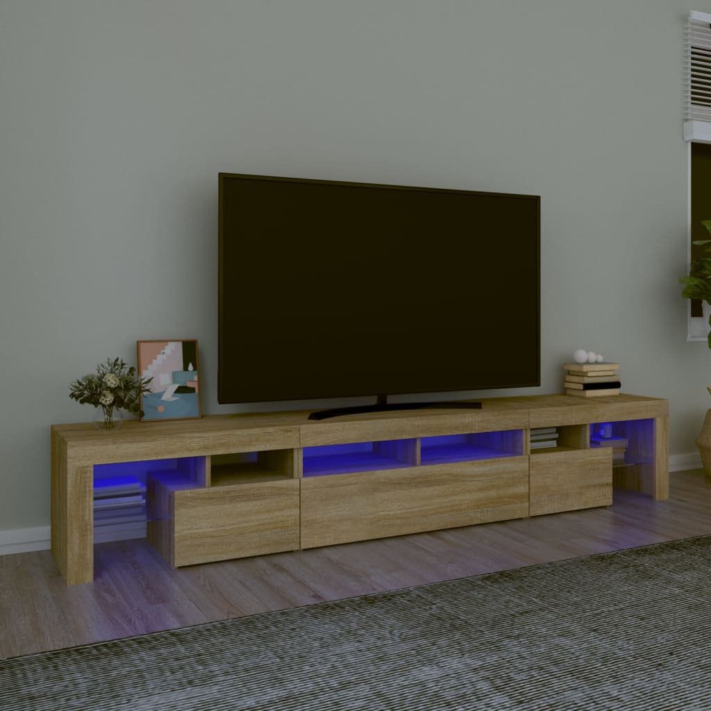 Tv-Meubel Met Led-Verlichting 230X36,5X40Cm Kleurig 230 x 36.5 x 40 cm Sonoma eiken