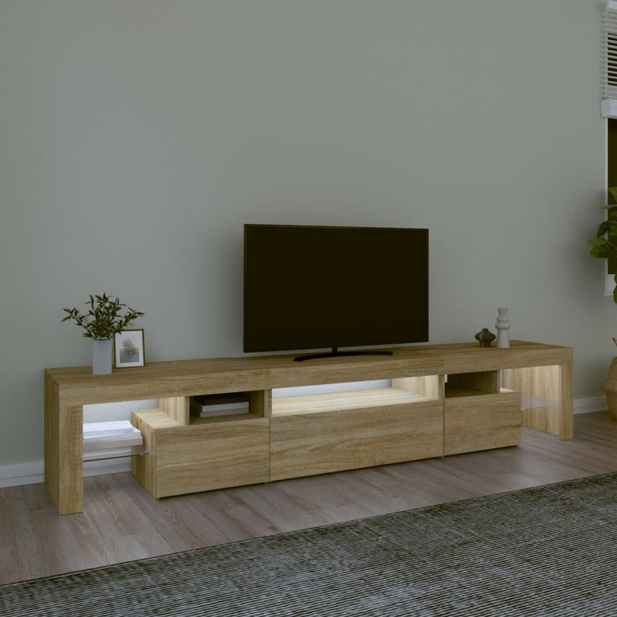 Tv-Meubel Met Led-Verlichting 25X36,5X40Cm Kleurig 215 x 36.5 x 40 cm Sonoma eiken