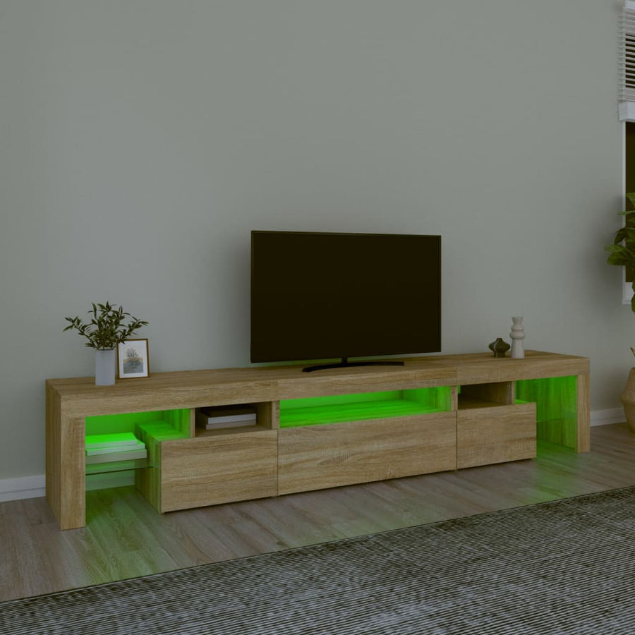 Tv-Meubel Met Led-Verlichting 25X36,5X40Cm Kleurig 215 x 36.5 x 40 cm Sonoma eiken