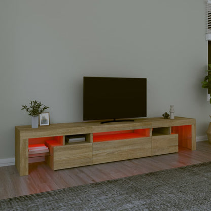 Tv-Meubel Met Led-Verlichting 25X36,5X40Cm Kleurig 215 x 36.5 x 40 cm Sonoma eiken