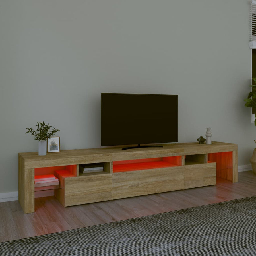 Tv-Meubel Met Led-Verlichting 25X36,5X40Cm Kleurig 215 x 36.5 x 40 cm Sonoma eiken