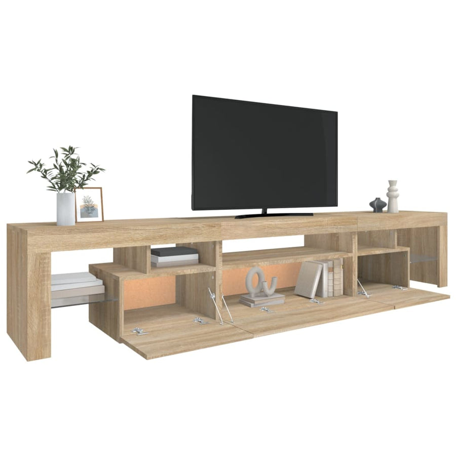 Tv-Meubel Met Led-Verlichting 25X36,5X40Cm Kleurig 215 x 36.5 x 40 cm Sonoma eiken