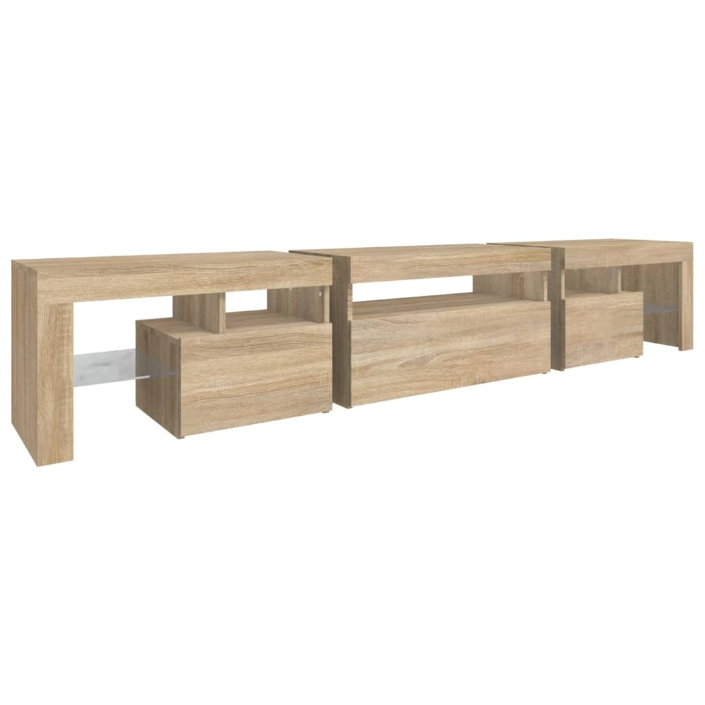 Tv-Meubel Met Led-Verlichting 25X36,5X40Cm Kleurig 215 x 36.5 x 40 cm Sonoma eiken